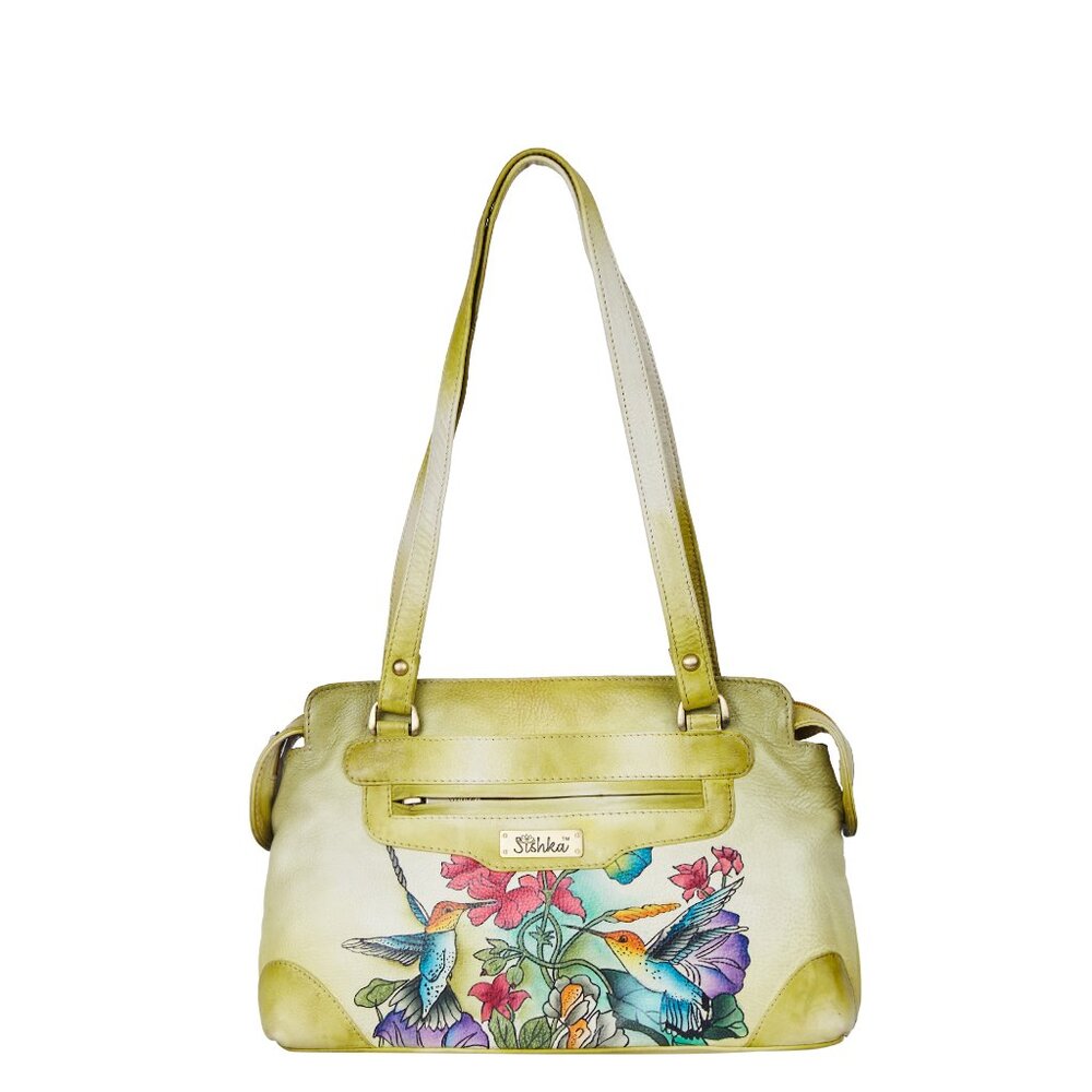 Hand-Painted Leather Leamon Yellow Shoulder Bag for Women – Sling Tote Bag